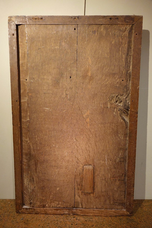 Half-relief in gilded and polychromed wood, representing Saint Roch. Spain, 16th century.