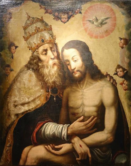 Olio su tela "La Trinità", Spagna, XVII secolo.