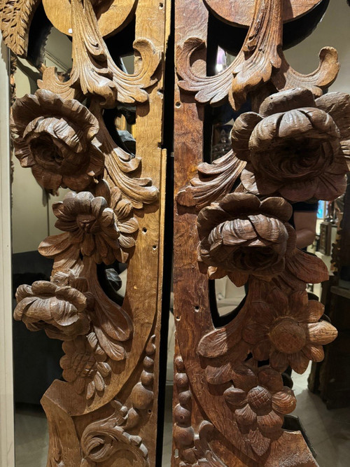 Très grands éléments de boiserie, anges ailés, Flandres,17e S.
