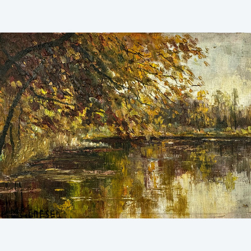 „Herbst“ kleines Öl auf Leinwand signiert 
