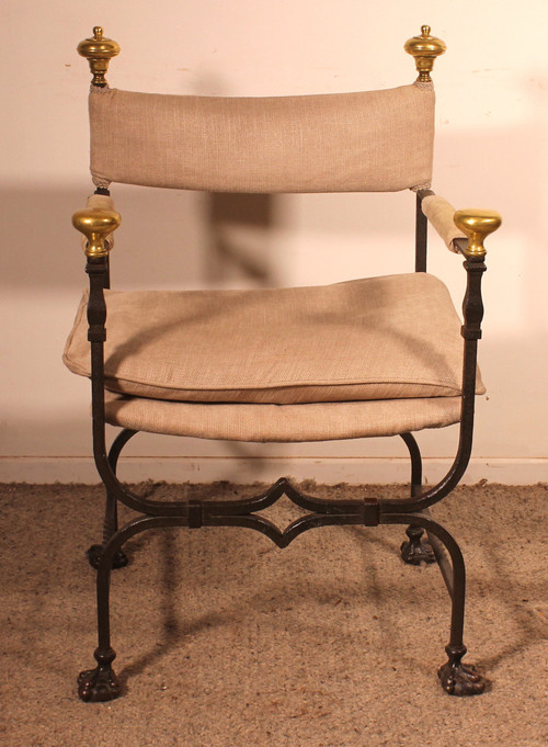 Fauteuil Curule En Fer Forgé Et Bronze
