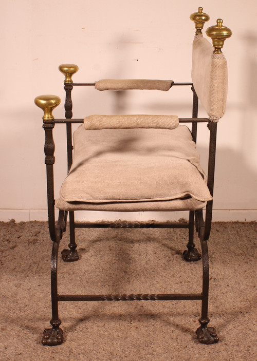 Fauteuil Curule En Fer Forgé Et Bronze