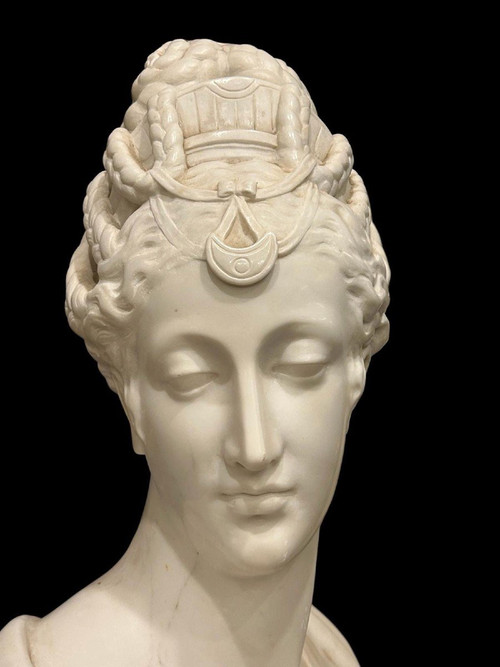 Grand buste en marbre , Diane de Poitiers, 19e S.