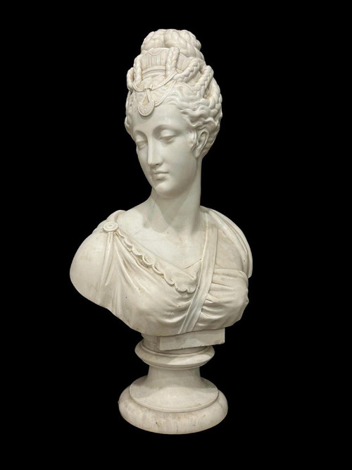Grand buste en marbre , Diane de Poitiers, 19e S.