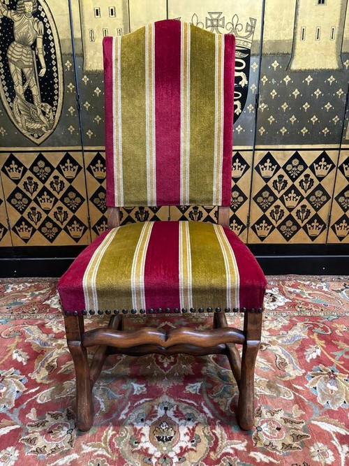 Pair of armchairs, pair of Louis XIII chairs and poufs