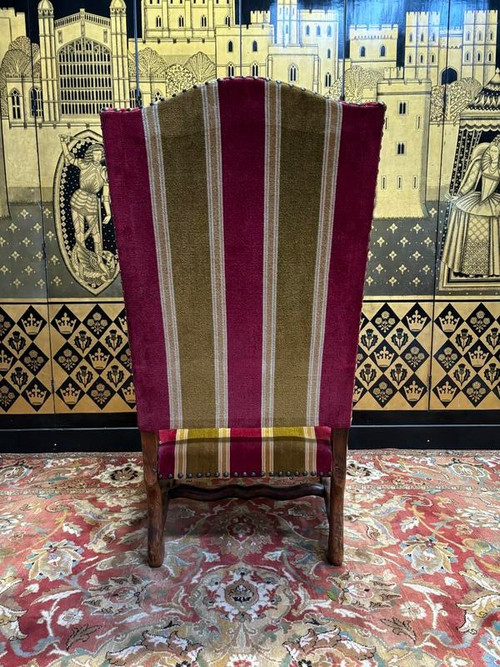 Pair of armchairs, pair of Louis XIII chairs and poufs