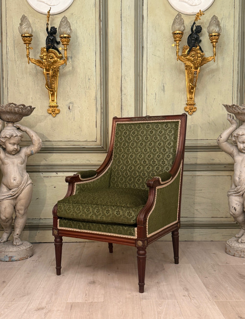 Bergere En Acajou De Style Louis XVI XIXeme Siècle