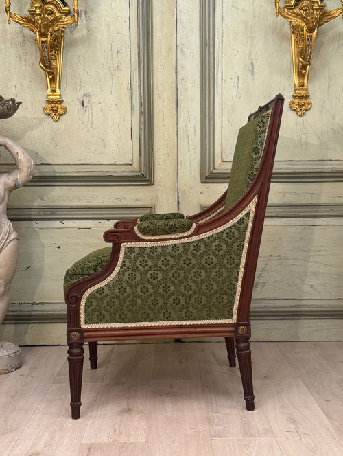 Bergere En Acajou De Style Louis XVI XIXeme Siècle