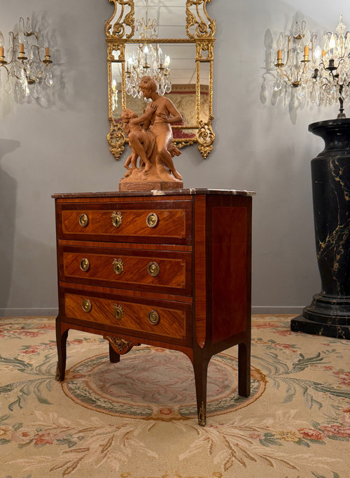 Commode En Marqueterie d'Epoque Transition Louis XV Louis XV Vers 1760