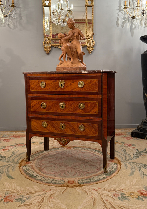 Commode En Marqueterie d'Epoque Transition Louis XV Louis XV Vers 1760