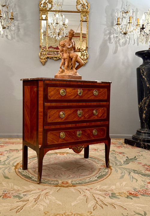 Commode En Marqueterie d'Epoque Transition Louis XV Louis XV Vers 1760