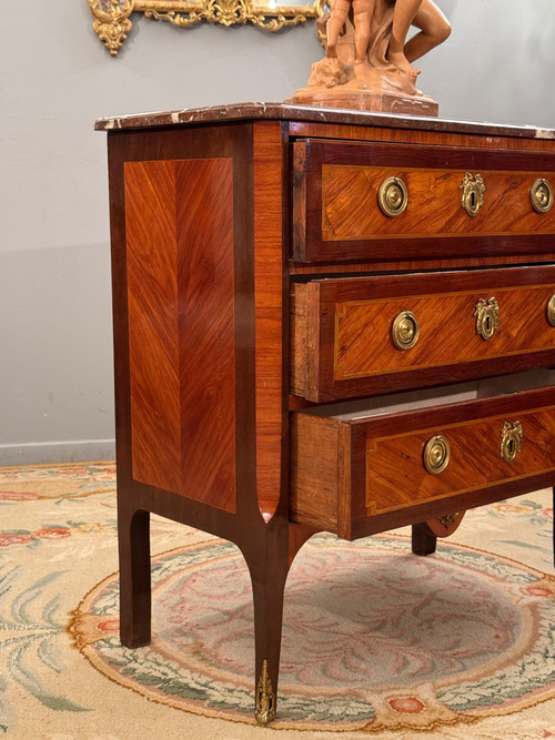 Commode En Marqueterie d'Epoque Transition Louis XV Louis XV Vers 1760