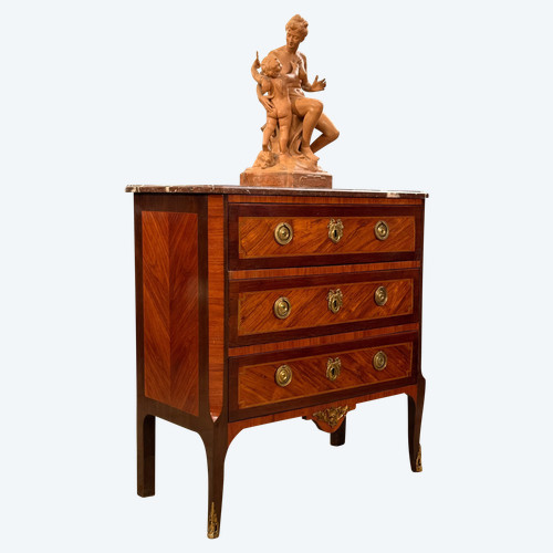 Commode En Marqueterie d'Epoque Transition Louis XV Louis XV Vers 1760