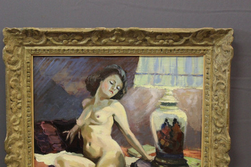 Huile Sur Toile Nu Au Vase De Chine Par Vauclin