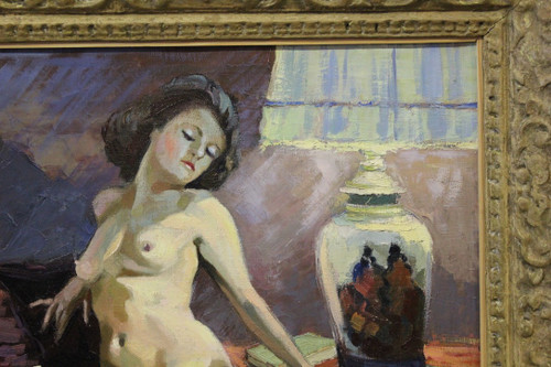 Huile Sur Toile Nu Au Vase De Chine Par Vauclin