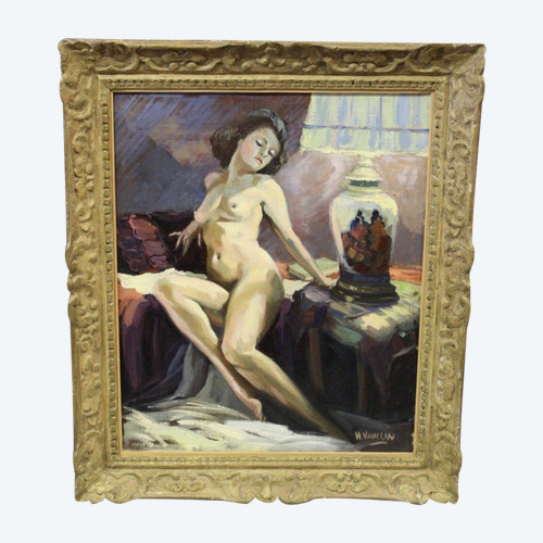 Huile Sur Toile Nu Au Vase De Chine Par Vauclin