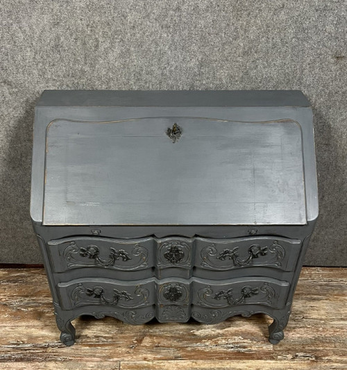 Bureau de pente ou commode scriban en bois laqué esprit Shabby chic époque circa 1920-1930.