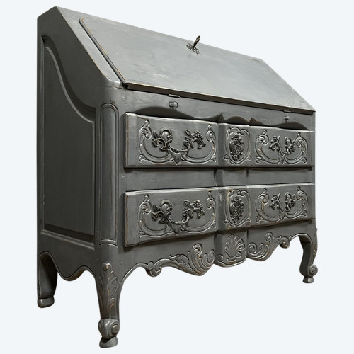 Bureau de pente ou commode scriban en bois laqué esprit Shabby chic époque circa 1920-1930.