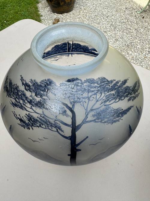 Paire de vases en verre décorés JOMA