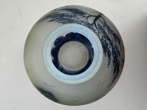 Paire de vases en verre décorés JOMA