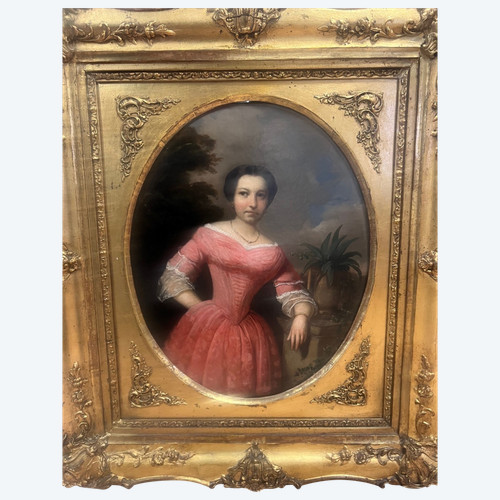 Gemälde Karoly JAKOBEY 1826-1891 Porträt eines eleganten ROMANTISCHEN Budapest Ungarn aus dem Jahr 1856