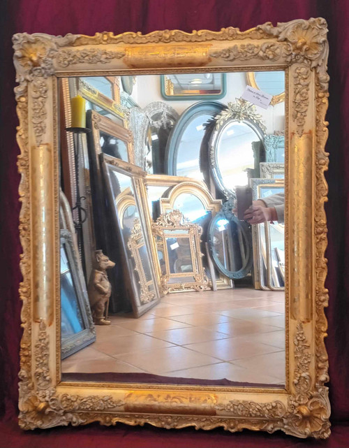 81 X 103 Cm Antique Rectangle Restoration Mirror, Gold Leaf, Mercury Glass