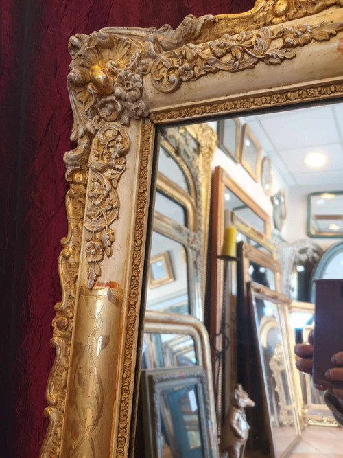 81 X 103 Cm Antique Rectangle Restoration Mirror, Gold Leaf, Mercury Glass