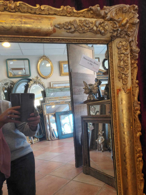 81 X 103 Cm Antique Rectangle Restoration Mirror, Gold Leaf, Mercury Glass