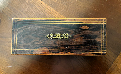 Rosewood box, or glove box from the 19th century.