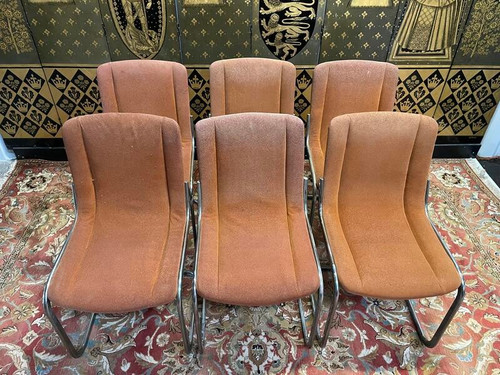 Set of 6 chrome chairs 1970