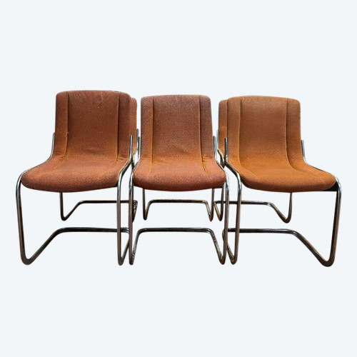 Set of 6 chrome chairs 1970