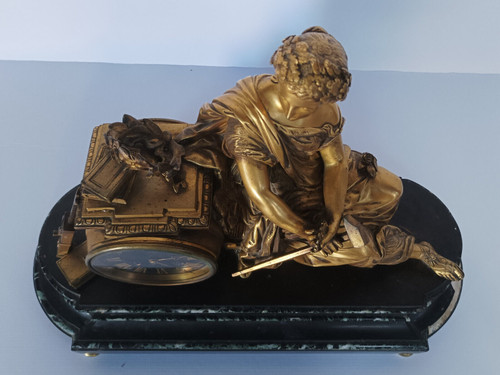Henri Picard (1840-1890) Orologio allegorico in bronzo Napoleone III