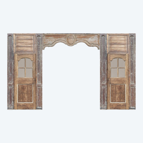 Boiserie D’alcôve Romantique D’époque XVIIIème Portes Vitrées Anciennes 6 Lots