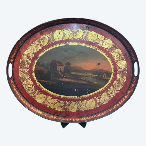 Painted sheet metal tray from the early 19th century Empire or Restoration