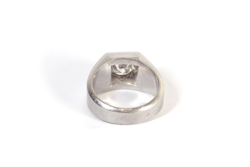 Art Deco Diamant-Siegelring 1,39 ct aus Platin, alter Siegelring