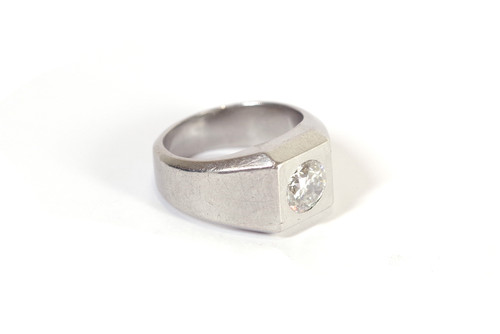 Art Deco Diamant-Siegelring 1,39 ct aus Platin, alter Siegelring