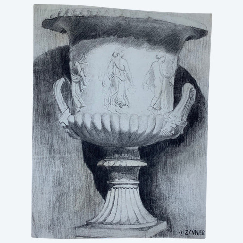 Dessin vase Médicis École d'Architecture Nantes Jean Zannier 1950