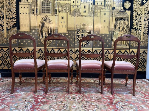 Set of 4 Napoleon III chairs with Jacob mahogany legs