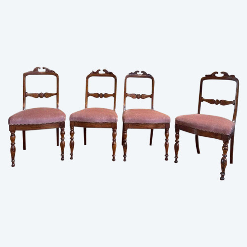 Set of 4 Napoleon III chairs with Jacob mahogany legs