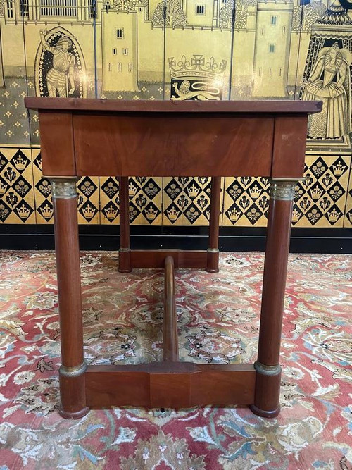Bureau plat de style Empire cuir vert 