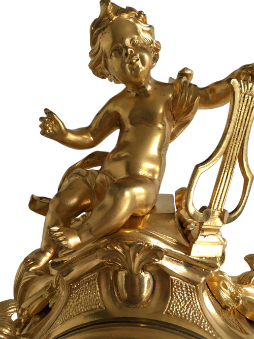 Orologio in bronzo dorato, XIX periodo di transizione Luigi XV/XVI