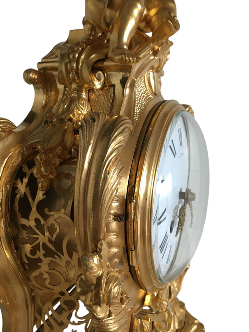 Orologio in bronzo dorato, XIX periodo di transizione Luigi XV/XVI