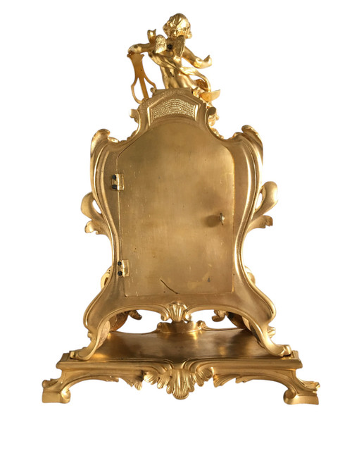Orologio in bronzo dorato, XIX periodo di transizione Luigi XV/XVI