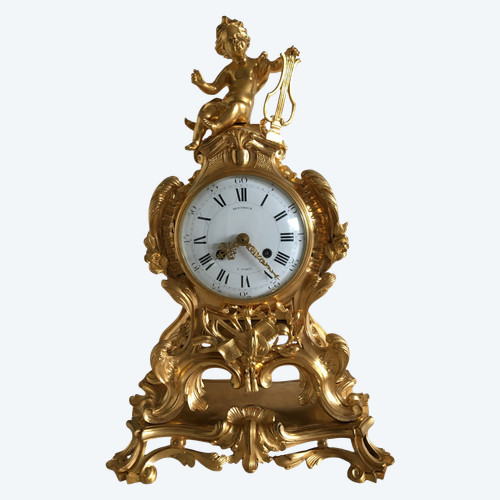 Orologio in bronzo dorato, XIX periodo di transizione Luigi XV/XVI