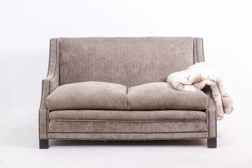 Rectangular sofa in gray velvet. 1990s. LS60311509A