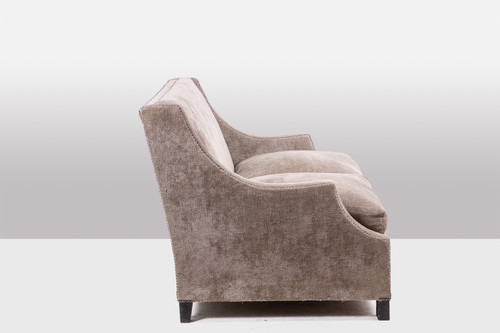 Rectangular sofa in gray velvet. 1990s. LS60311509A