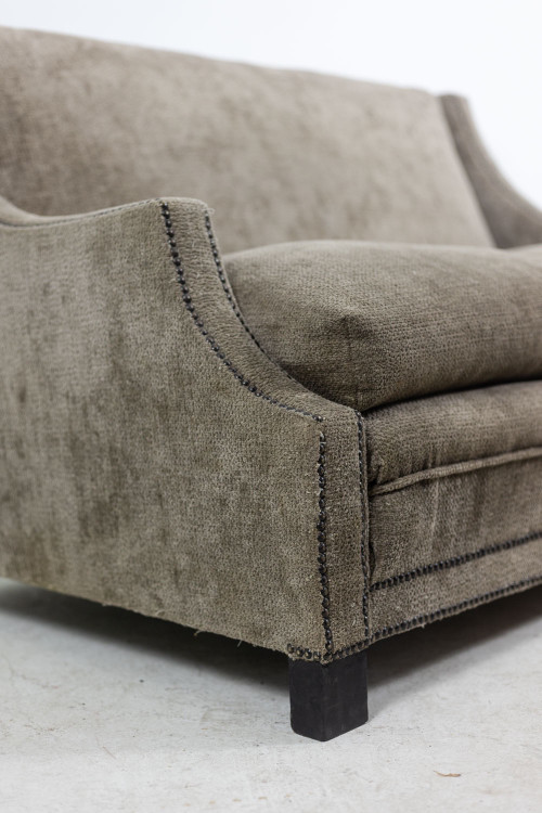 Rectangular sofa in gray velvet. 1990s. LS60311509A