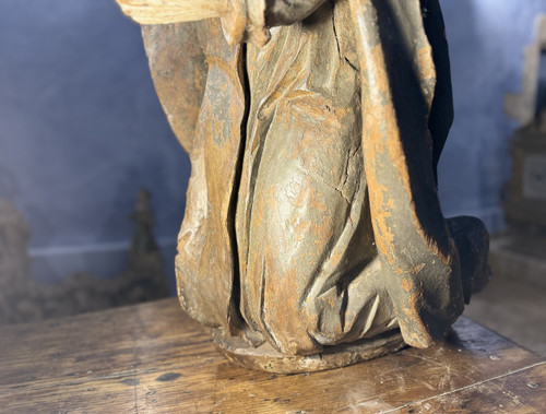  Imponente Statua Lignea Di San Francesco - XVII Secolo