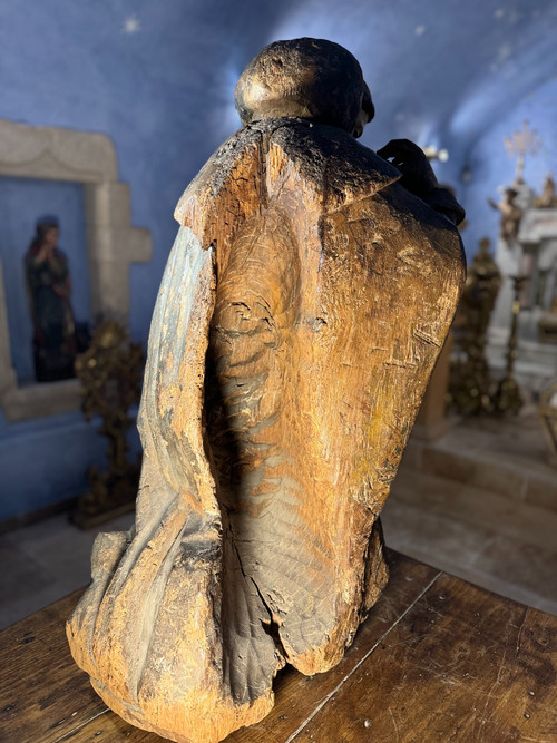  Imponente Statua Lignea Di San Francesco - XVII Secolo