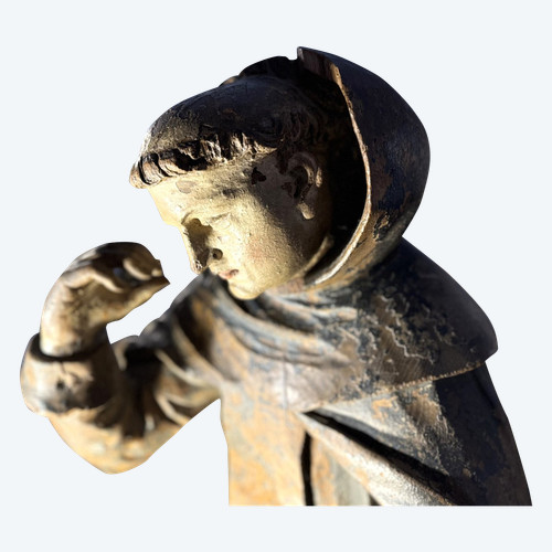 Imponente Statua Lignea Di San Francesco - XVII Secolo